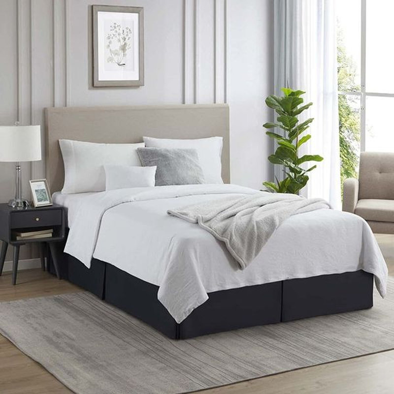 Luxury Pleated 14" Bed Skirt, Black, Twin