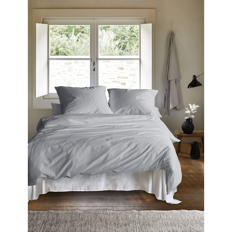 Paris 100% Cotton 2 Piece Duvet Cover Set, 200 x 200 cm + 2x 80 x 80 cm, Light Grey