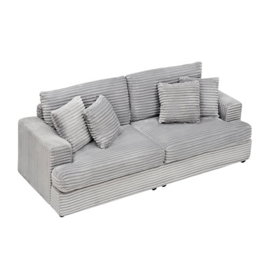 Canapé en velours 3 places avec 4 coussins décoratifs Corduroy