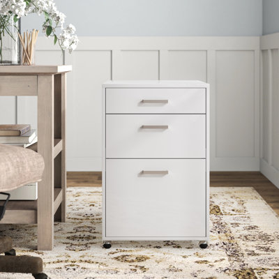 Beonka Handela 3-Drawer File Cabinet With Casters, High Gloss