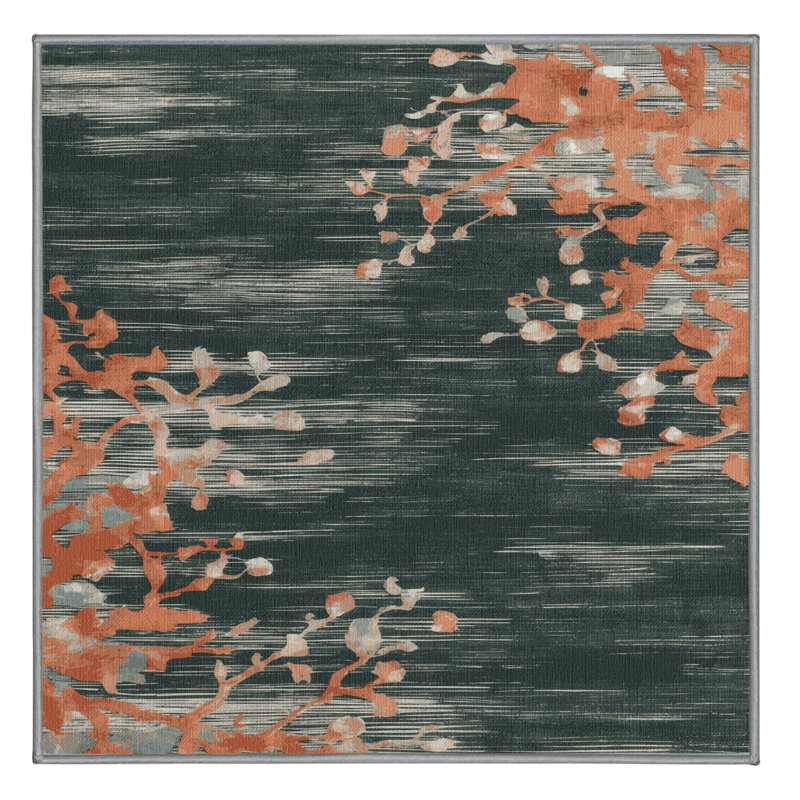 Tapis gris aquarelle lavable à la machine, Carré 5 pi