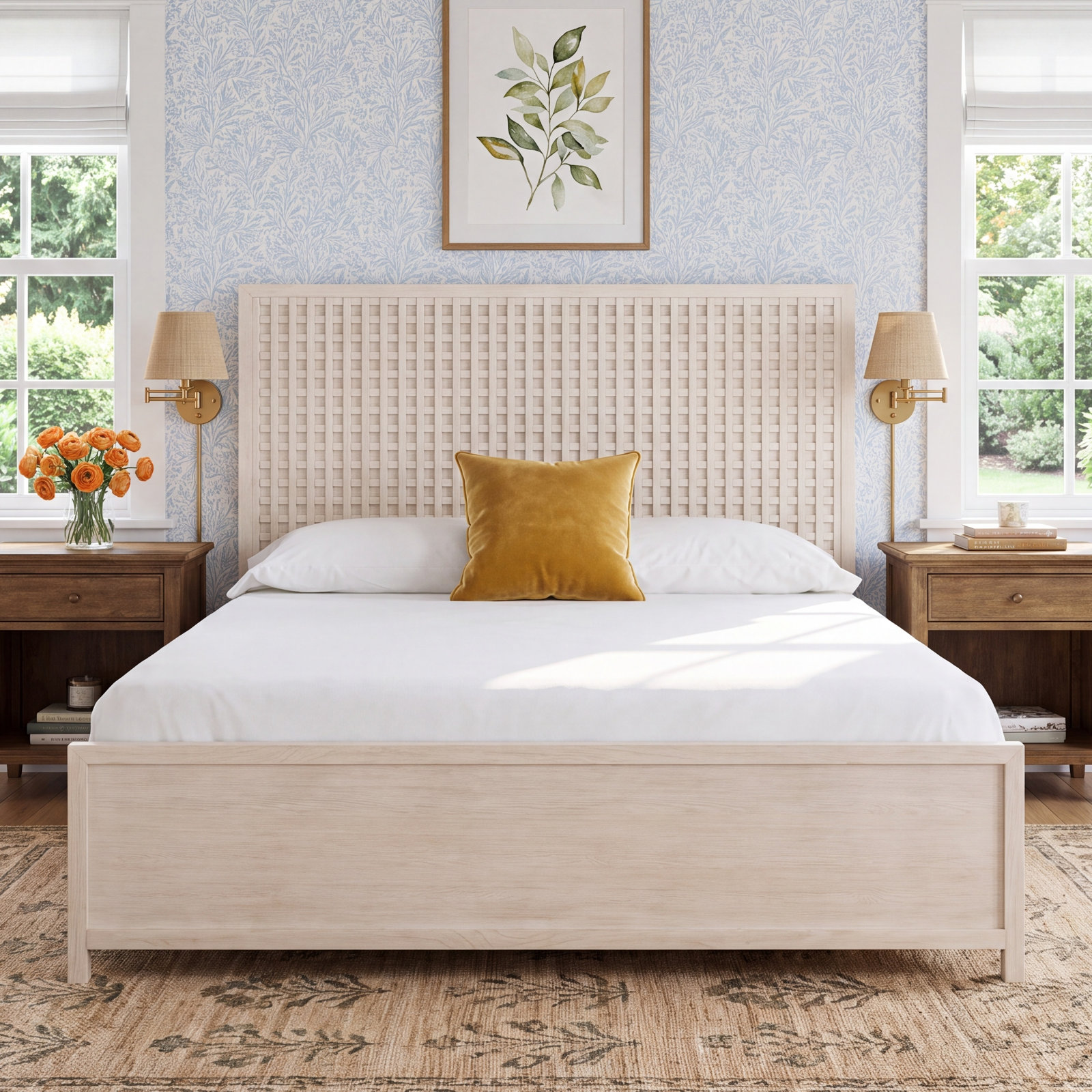 Baxley Low-Profile Oak Bed