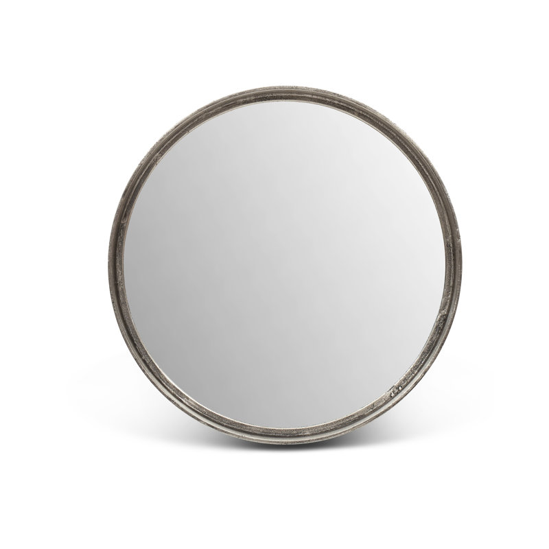 Samar Round Accent Mirror, Vintage Silver, 39" H x 39" W