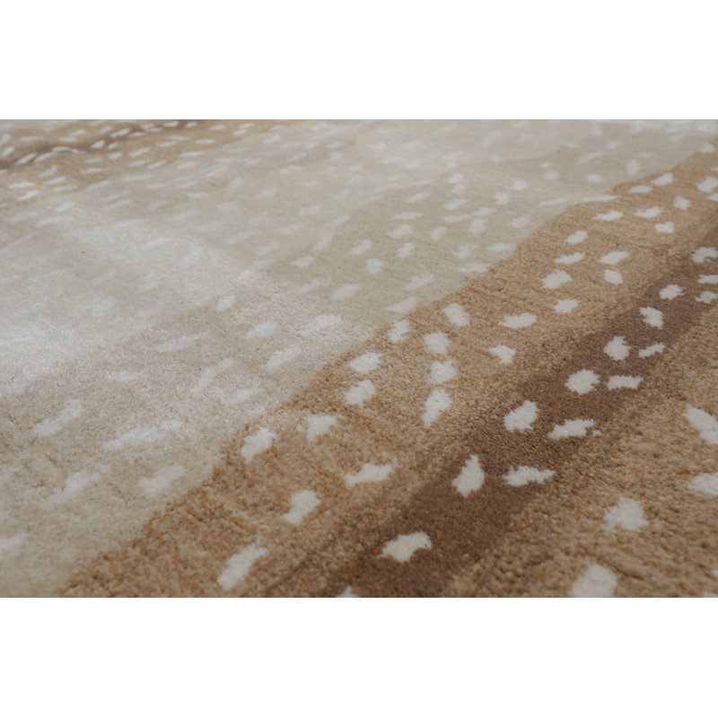 Tapis beige / brun en laine touffeté à la main Boghos, Rectangulaire : 8 pi 9 po x 11 pi 9 po