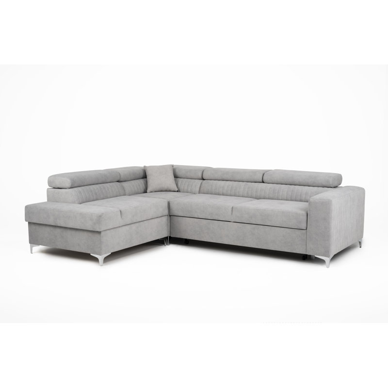 Lauren Corner Sofa Bed, Left Hand Facing, Silver
