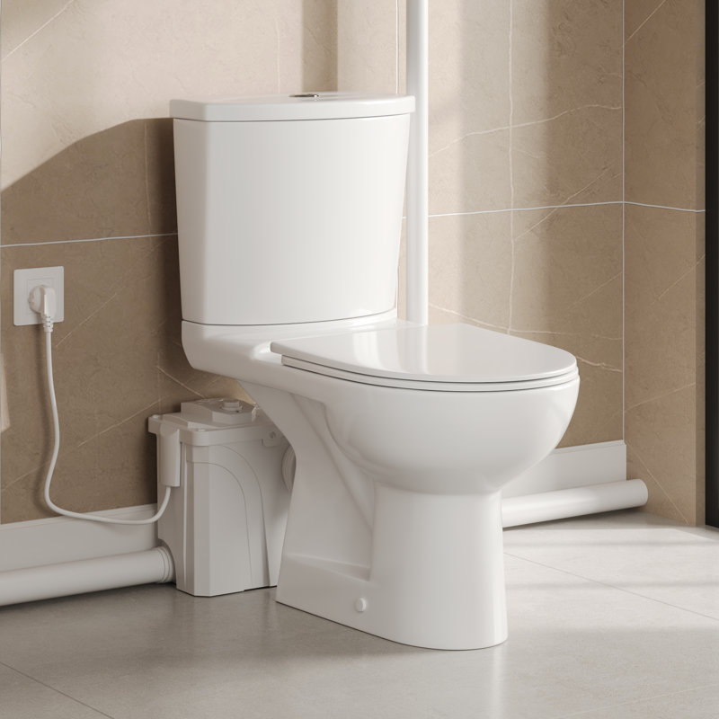 Macerating Toilet For Basement | 700W Powerful Stainless Steel Grinder, 23Ft Vertical Lift, Dual Odor Control