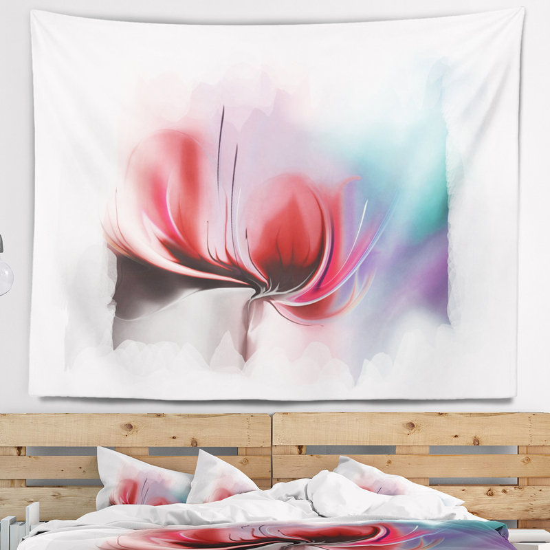 Tapisserie florale rouge, H 32 po x l 39 po
