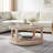 40Inch Large Curved 2 Tier Traditional Round Circle Wooden Center Coffee Table,Rounded Table With Wheels,Mid Century Rustic Style Table For Living Room,Office,Apartment,OAK