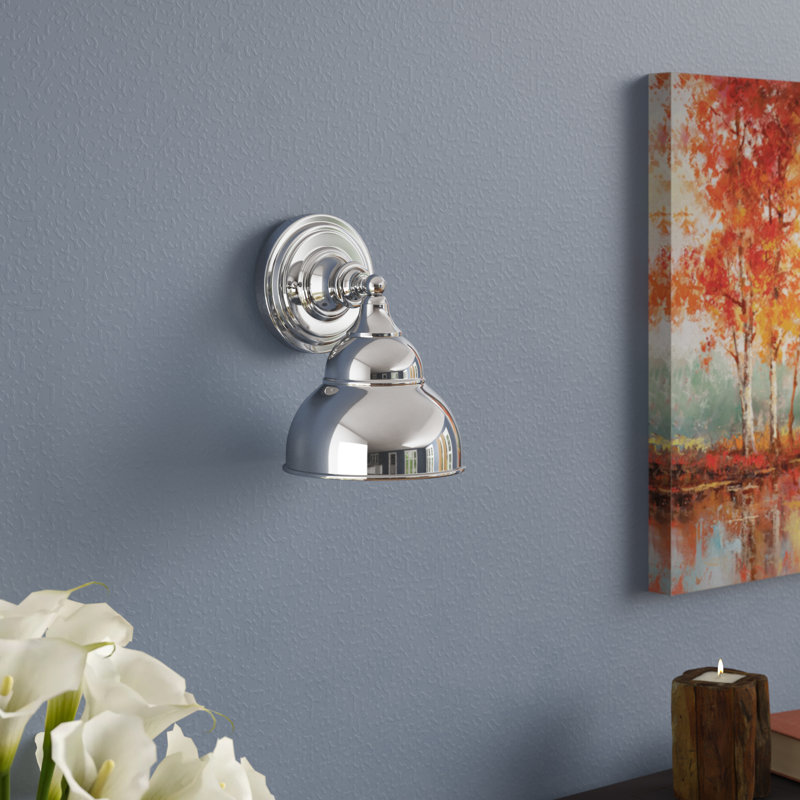 Wall Sconce Shown In Bronze Finish With 7" Bronze Double Bubble Metal Shade, Chrome