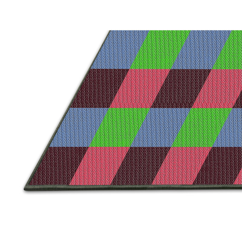 Tapis bleu/vert/brun à motifs, Rectangle 2 pi x 4 pi