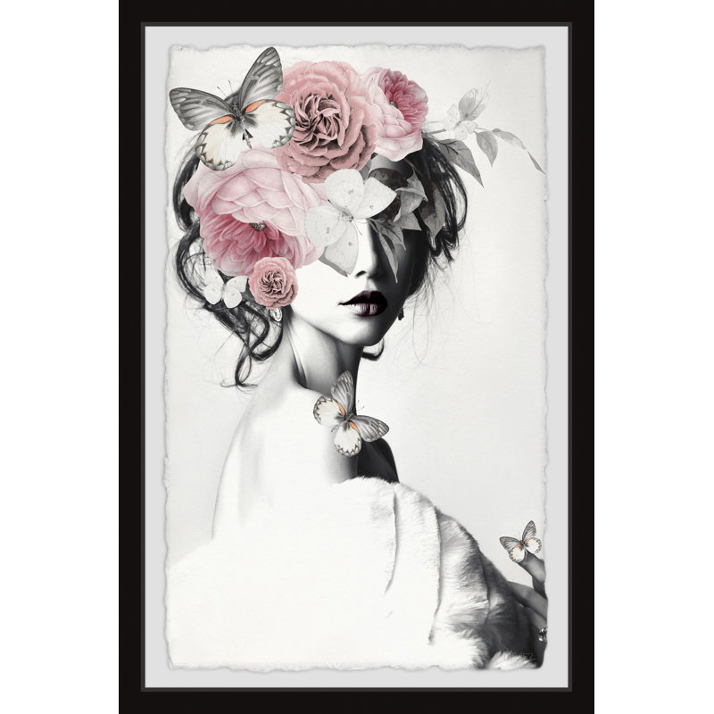 Pinky Floral Beauty by Parvez Taj - 1 Piece Single Picture Frame Wall Art, 45cm H x 38cm W