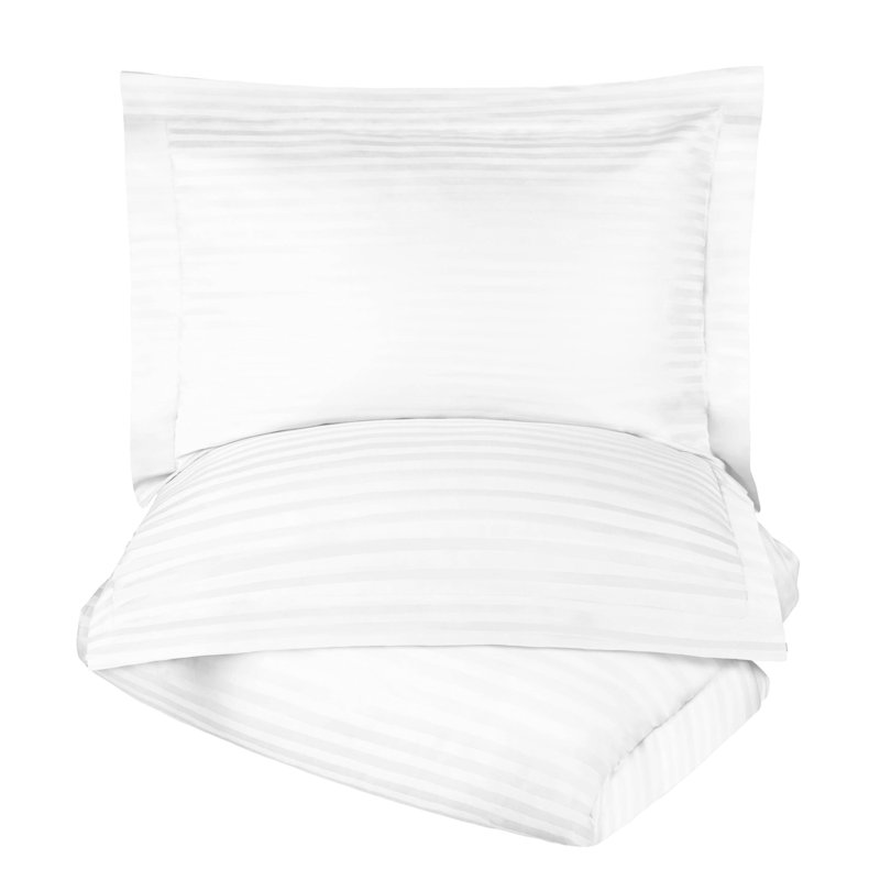 Ensemble de housse de couette en coton certifié égyptien 3 pièces, Housse de couette simple + 1 taie décorative stan