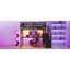 Lit mezzanine double en métal avec bureau et configuration Doohickey, éclairage coloré en escalier noir, tablettes supérieures de rangement intégrées-130149878