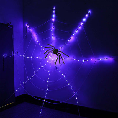 Horror Halloween Web LED Lighting Modes Halloween Festival Theme Decoration Prop 12FT,for Halloween Decorations Indoor Outdoor Yard Garden Party 19.68in Spider