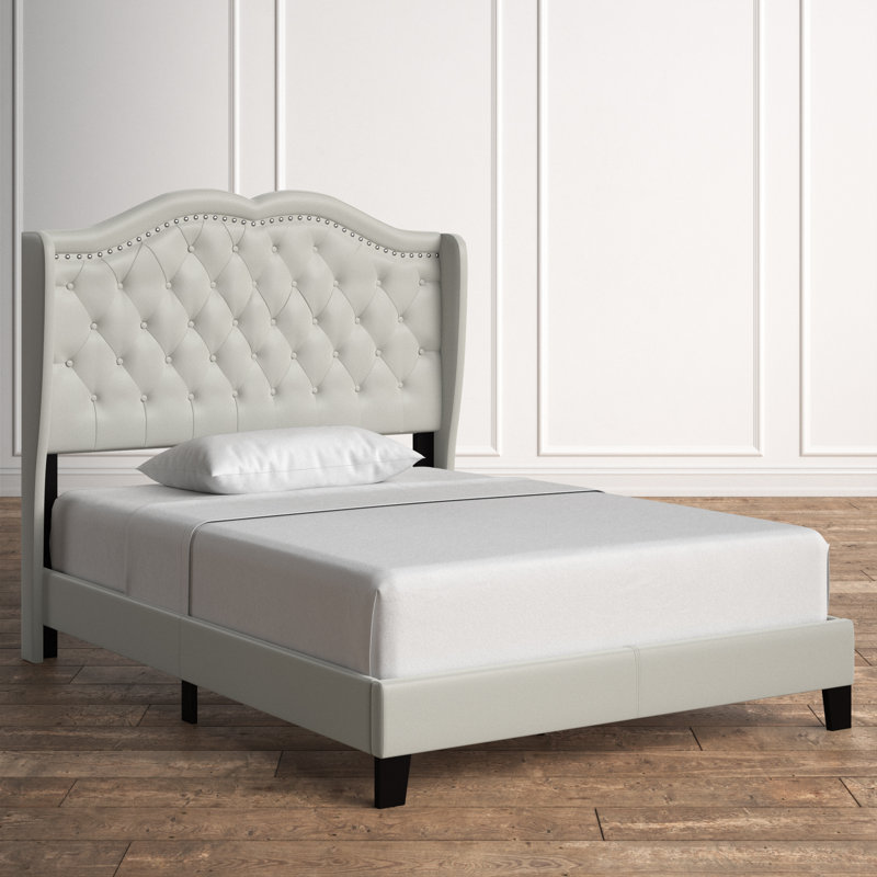 Lit tapissier standard Malave, Gris clair