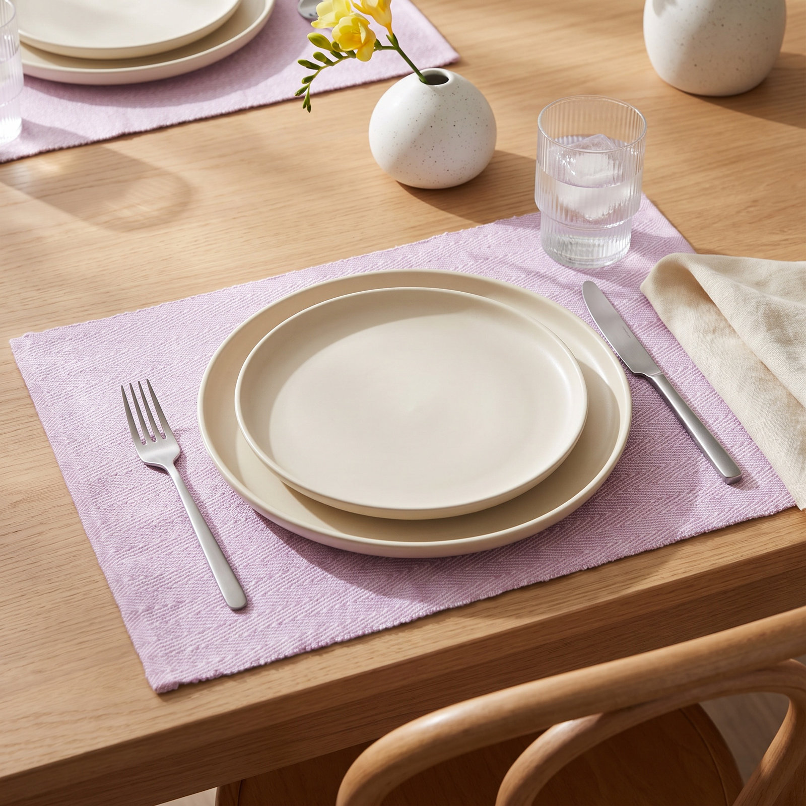 Rhombe Color Cotton Placemat, Purple