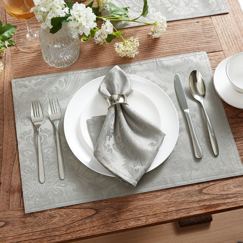 Corson Woven Jacquard Damask 17"x17" Napkin, Silver