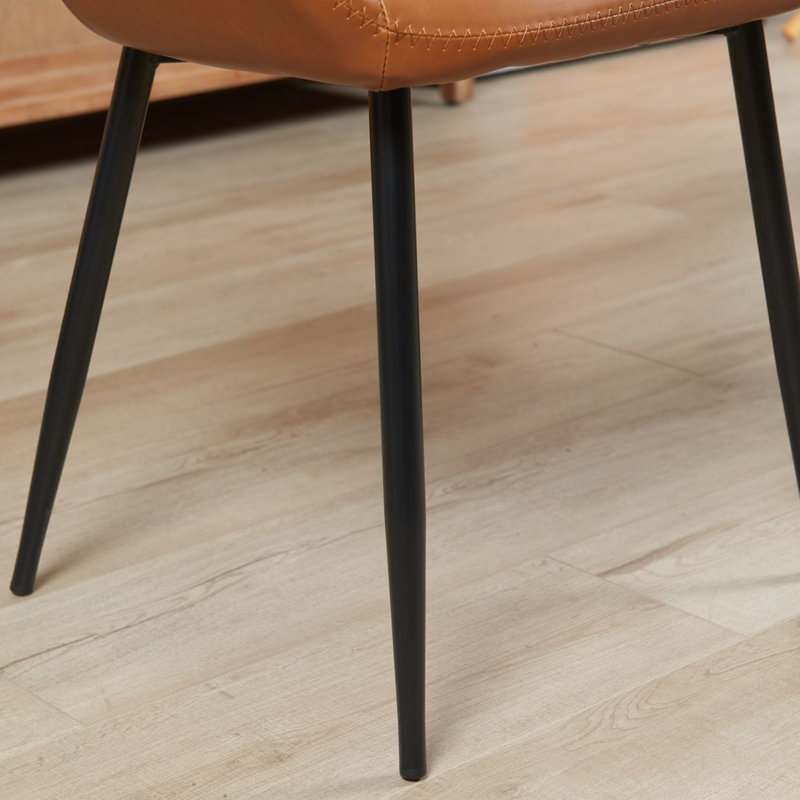 Chaise avec accoudoirs en cuir Matilyn, Tanné