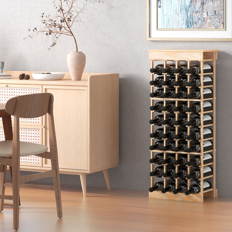 Sirias Solid Wood Wine Bottle Rack Yellow