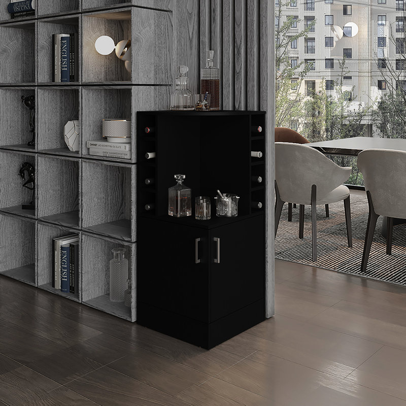 Armoire de bar de 42 po de hauteur 42 po - noir, 8 bouteilles, armoire de rangement à double porte avec porte-bouteilles 43 po