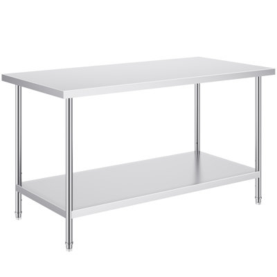 Stainless Steel Prep Table Heavy Duty Metal Worktable with 3 Adjustable Height Levels