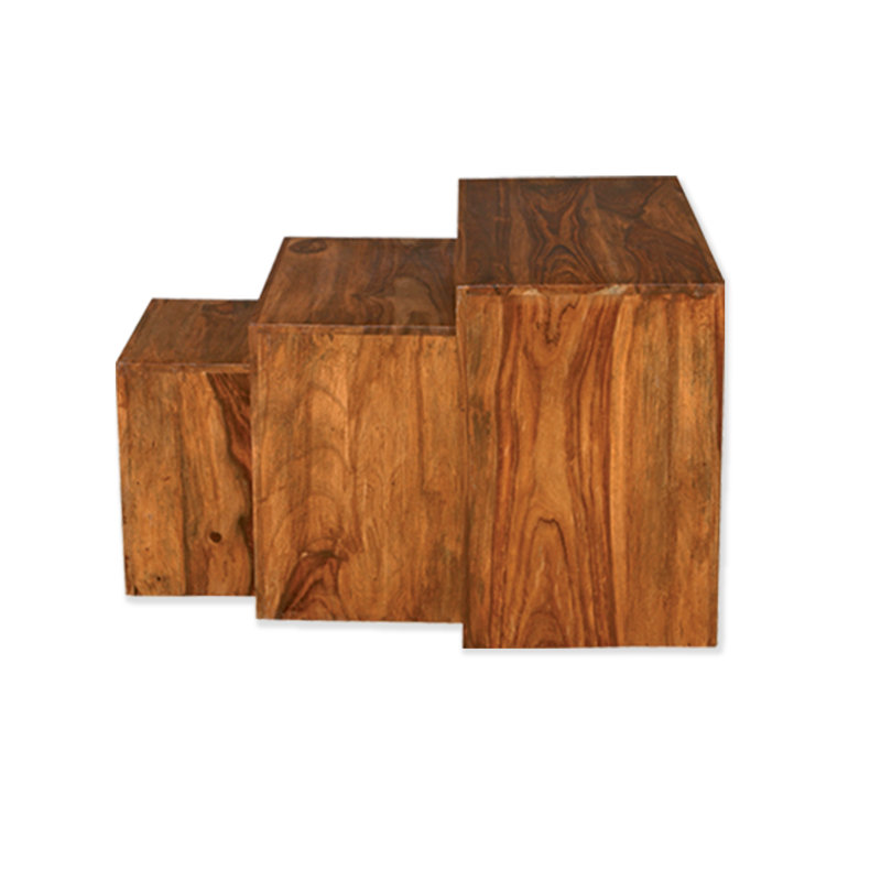Zane Solid Wood Trestle Nesting Tables