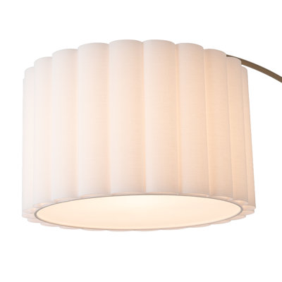 Scalloped Wall Arc Lamp - Weathered Brass, White Linen, Diffuser