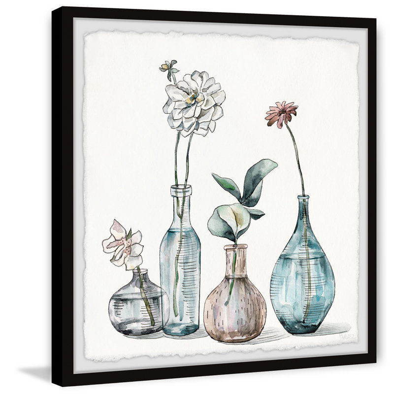 Flowers In Crystal Vases by Parvez Taj - Single Picture Frame Painting, 81cmH x 81cmW