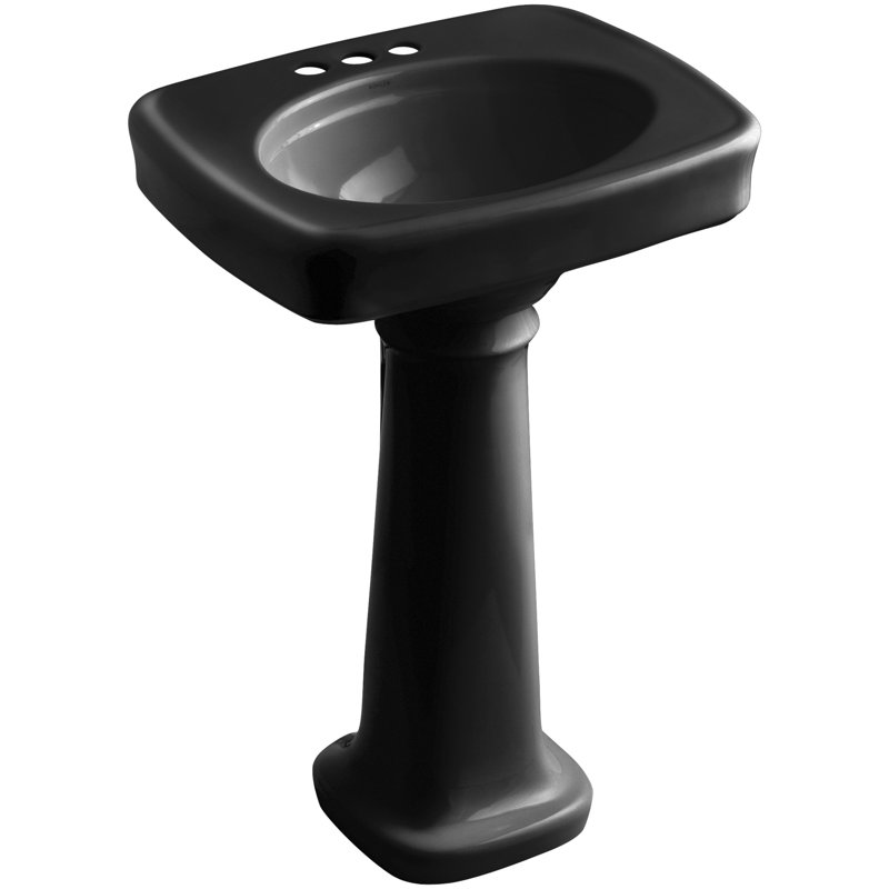 Bancroft 28" Tall Ceramic Vitreous China Rectangular Bathroom Sink, Sandbar, 8" Centers, 35.25" H x 21" W x 24" L