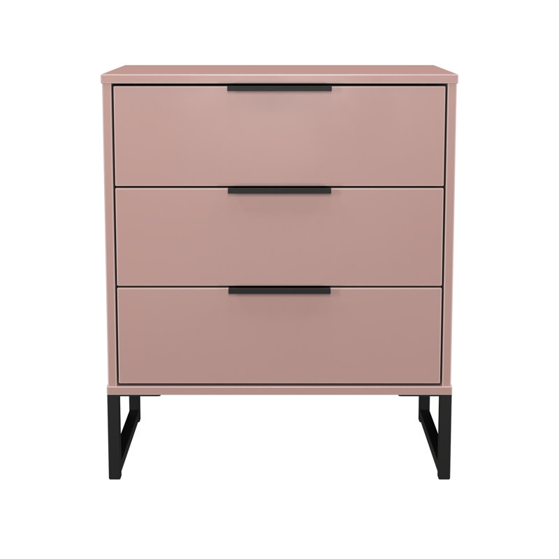 Turah 3 Drawer Chest (Ready Assembled), Kobe Pink