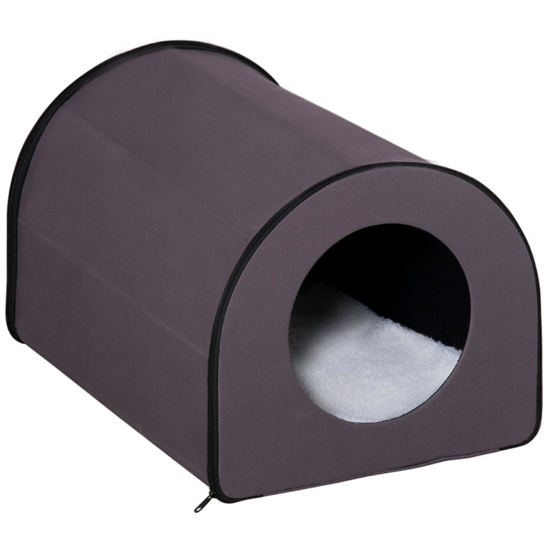 Maison pour chat chauffée, abri pour animaux portable imperméable, chaleur isolée, circulation d'air brun, imperméable,