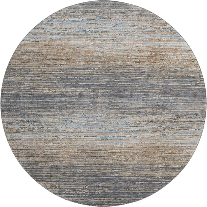 Premium Machine Washable Alijah AMF1264 Stripes Rug, Round 8'