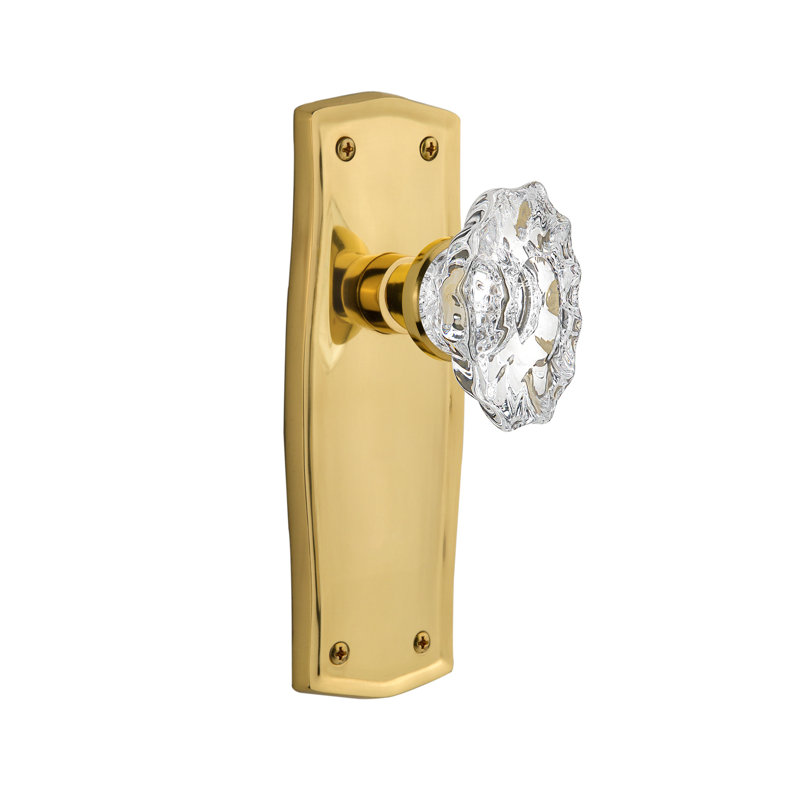Prairie Plate with Chateau Door Knob, Polished Brass, 2 3/4