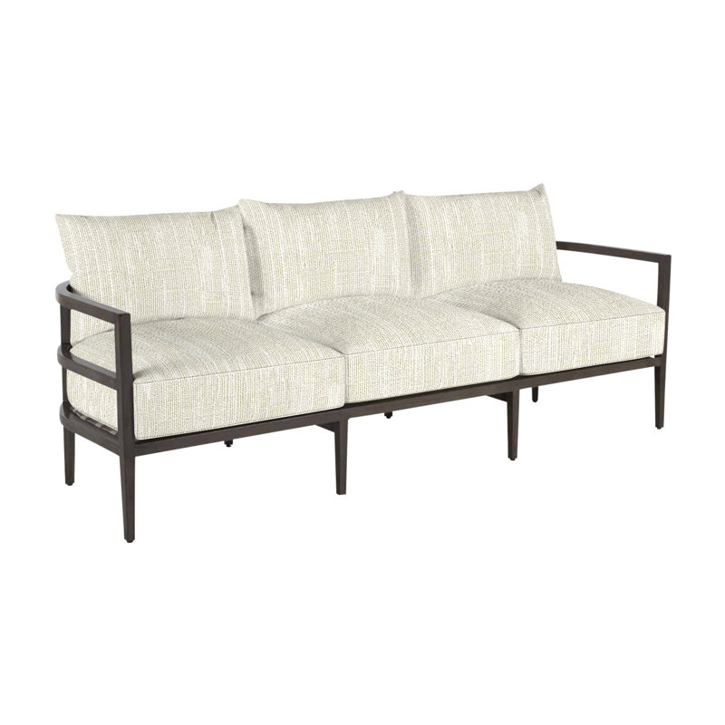 Santa Barbara Aluminum Sofa - Slate Gray, Standard Plus, Rollo Cream, No Welt