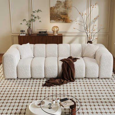 Boneless 102” Cloud Sofa Couch, 4 Seater Sofa with Deep Seat, Comfy Sofas for Living Room, Modern Couch with Upholstered Cushion, 2 Pillows, Bedroom Office Apartment