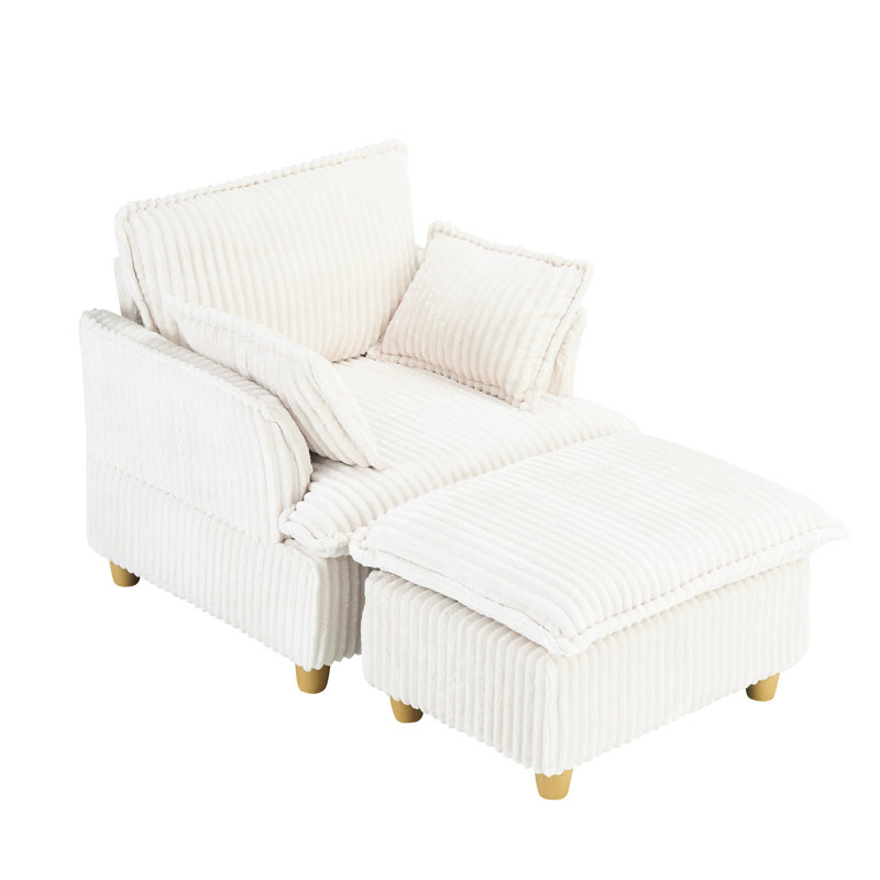 Velours côtelé simple avec rangement et coussins pour plus de fonctionnalité, Beige