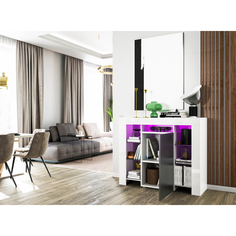 Zeus 104cm Sideboard, Grey, With Led Lighting