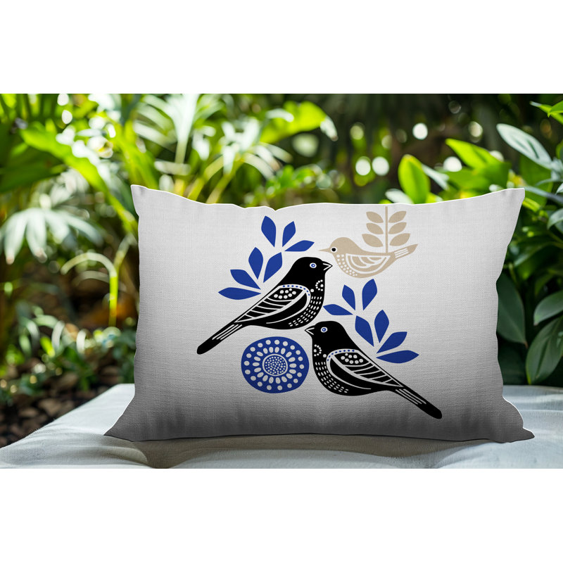 Oreiller rectangulaire réversible intérieur / extérieur Della Bird, Marine, Rectangle H 18 po x l 25 po