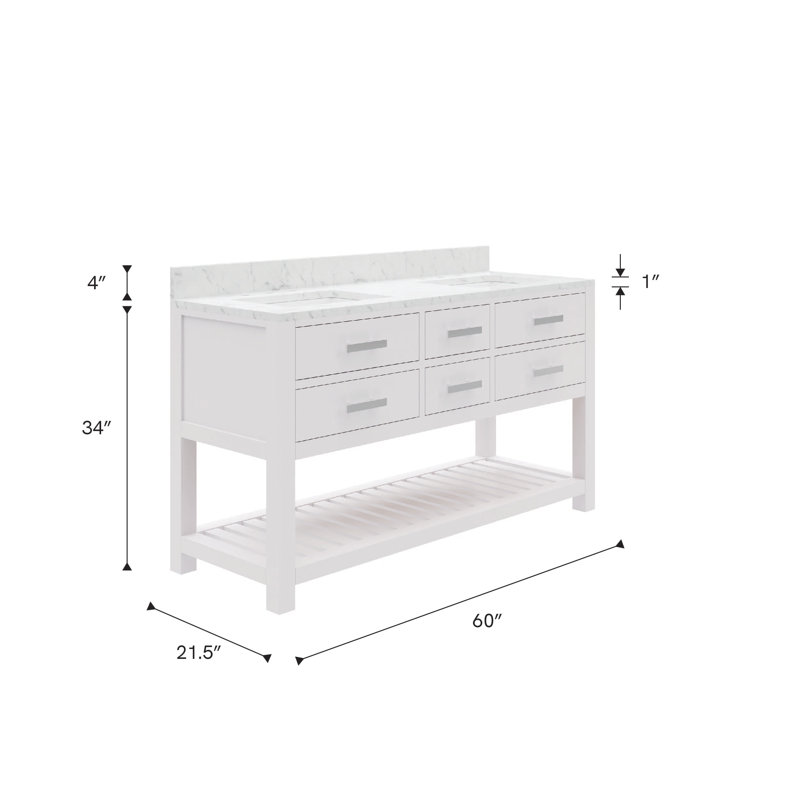 Madalyn 60'' W Double Vanity, Pure White