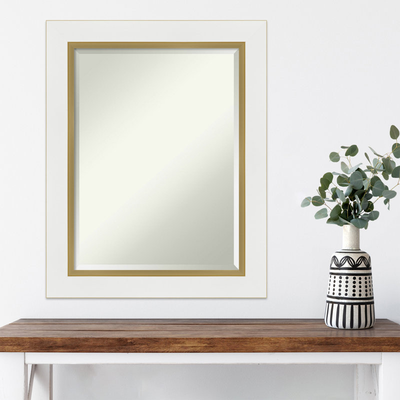 Ahraya Flat Wall Mirror, White/Gold, 29.25" x 23.25"