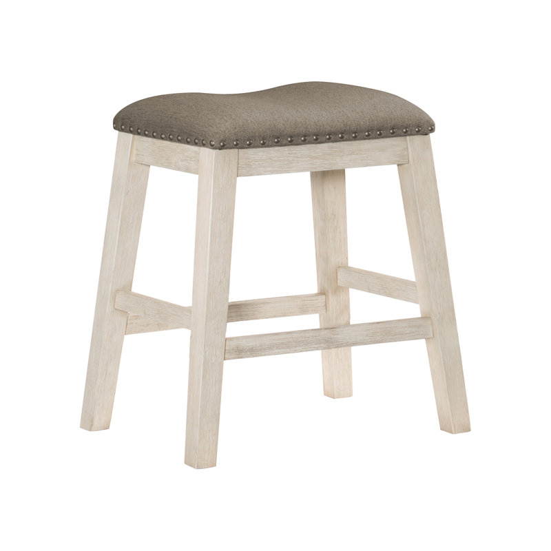 Ensemble de 2 tabourets de bar à hauteur de comptoir revêtus de tissu texturé avec garniture cloutée