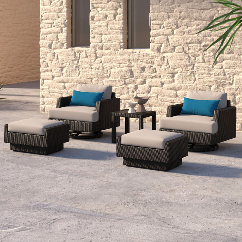 Ehrenfried 2 - Person Patio Conversation Set with Cushions, Canvas Spa Sunbrella® Canvas