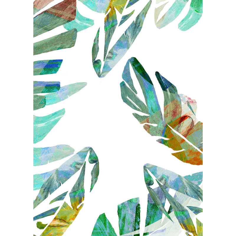 «Paradise Palm II» par Lori Dubois - reproduction d'art sur toile tendue, Toile tendue, Turquoise, H 40 po x l 28 po x P 2 po