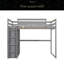 Lit mezzanine double en bois avec garde-robe intégrée et tablettes de rangement, lumière DEL-1988037893