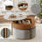 Kreitman Round Faux Marble Lift-Top Coffee Table Set With 3 Stools And Storage