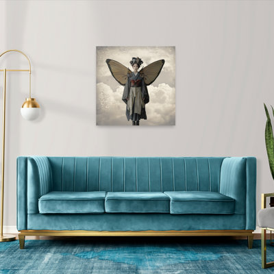 Ethereal Steampunk Woman Abstract Vintage Butterfly Landscape Nature Wall Art Print