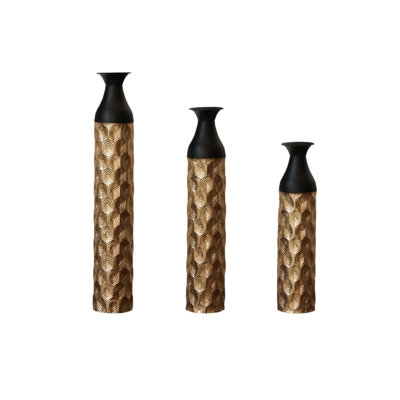 Floor Metal Vases Decorated White Metal Vases Set Of 3 Gorgeous Home Decoration Large Glazed Metal Vases 24.8in/29in/33.8in Height
