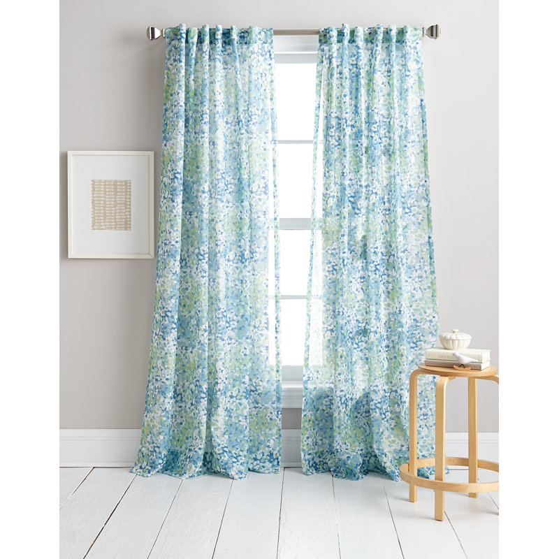 Panneau de rideau simple semi-diaphane avec passe-tringle Modern Botanical