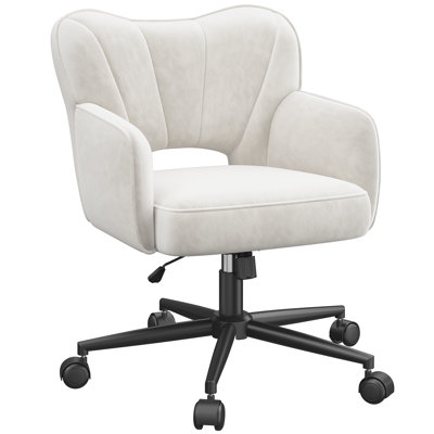 Swivel Arc Back Upholstered Vanity Chair With Tilt Function And Armrests