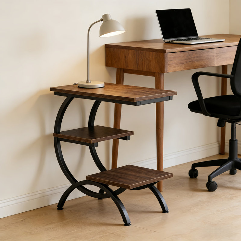 Industrial-chic 3-tier C-shaped End Table